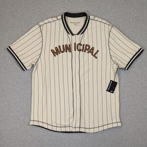 Municipal Sport Batting Practice Jersey Men's 2XL Off White Shirt Dugout Stripe